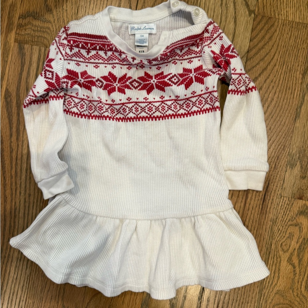 Ralph Lauren Baby Holiday Sweater Dress – 12M